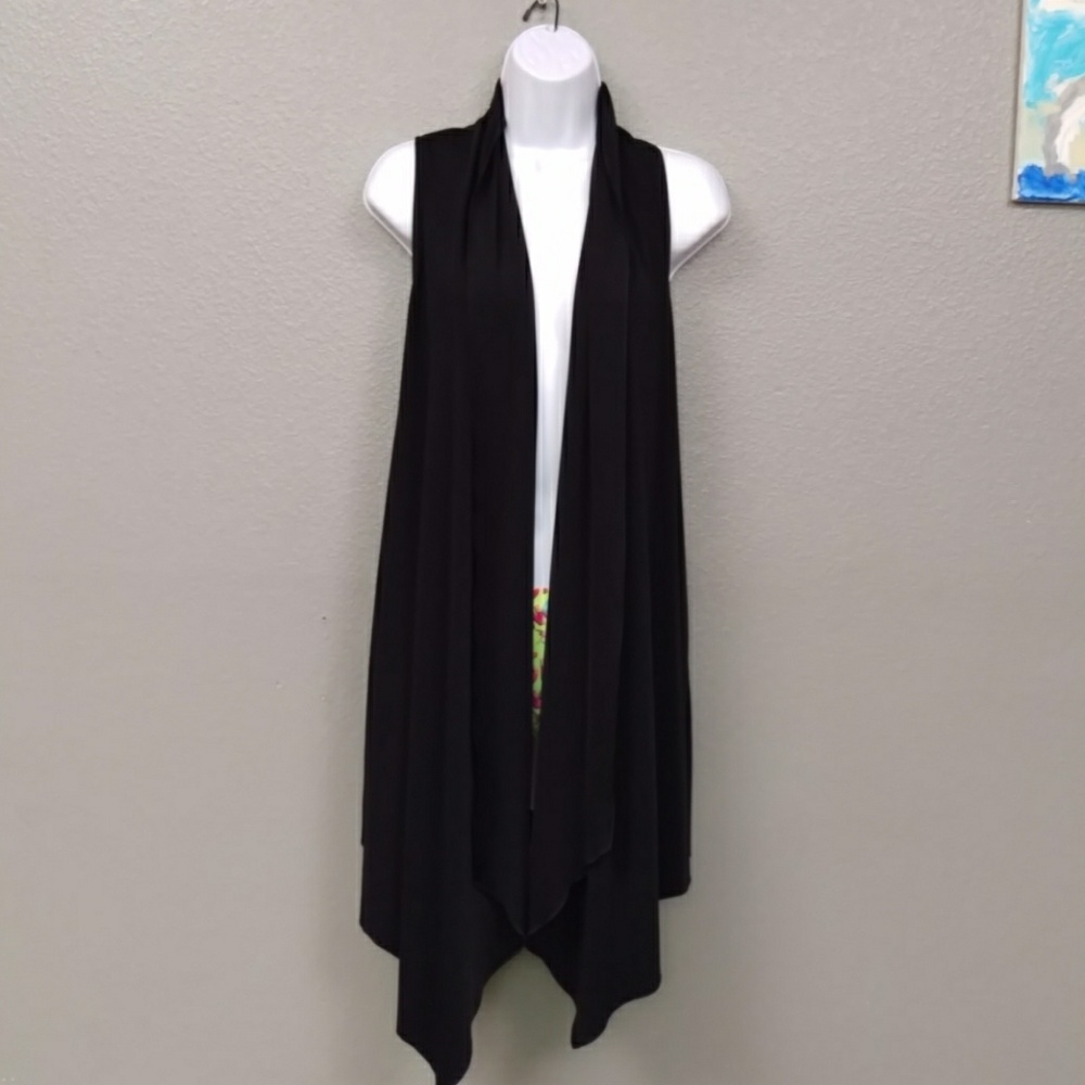 Additions Asymmetrical Black Stretchy Cardigan